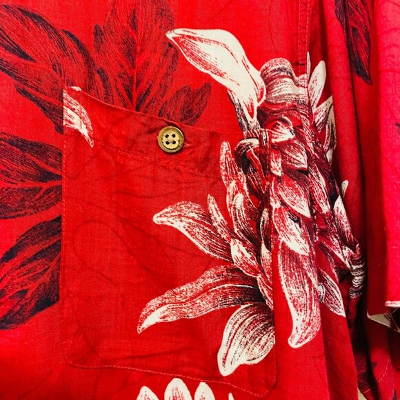 Ron Chereskin Mens Red Floral Hawaiian Shirt Short Sleeve Button Down Size XL - Picture 4 of 5